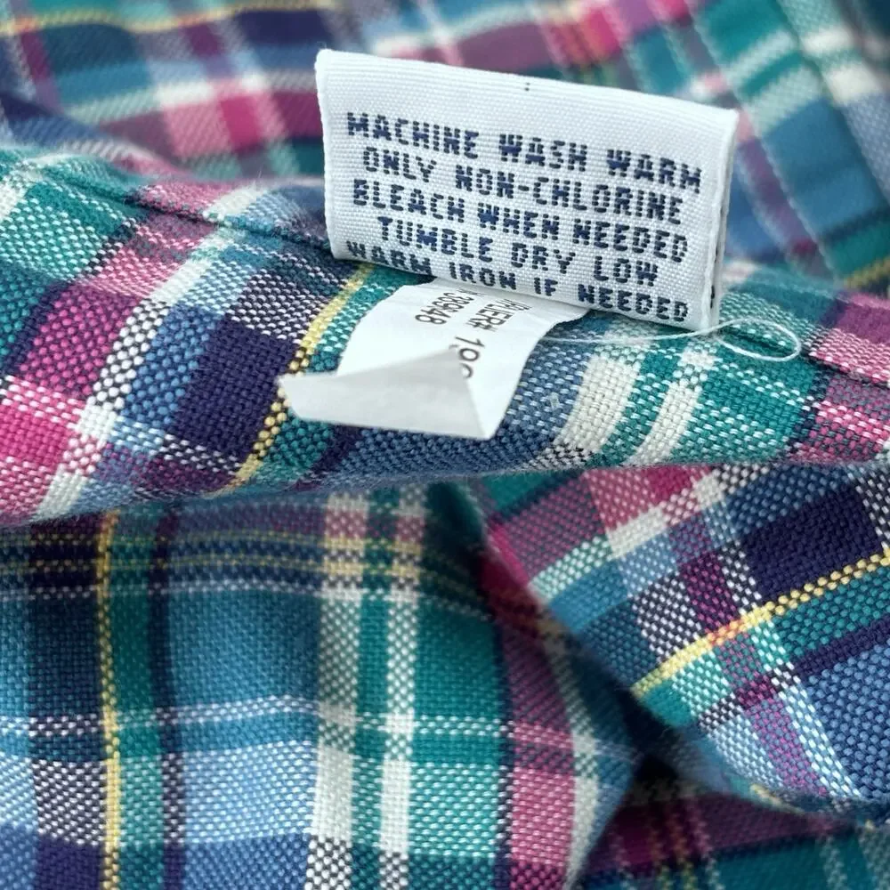 Polo Ralph Lauren Oxford Plaid Button Down Shirt XXL Blue Aqua Pink Brown Pony